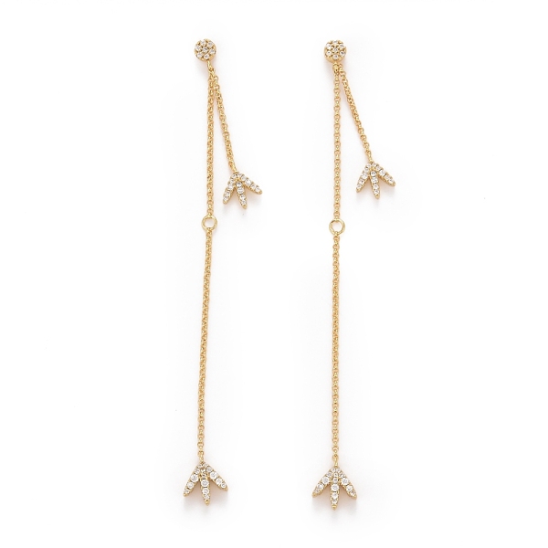 

PandaHall Clear Cubic Zirconia Leaf with Long Chain Dangle Stud Earrings, Rack Plating Brass Jewelry for Women, Cadmium Free & Lead Free &...