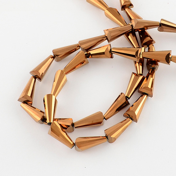 

PandaHall Electroplate Glass Beads, Faceted Cone, Copper Plated, 18x10x9mm, Hole: 1.5mm Glass Cone