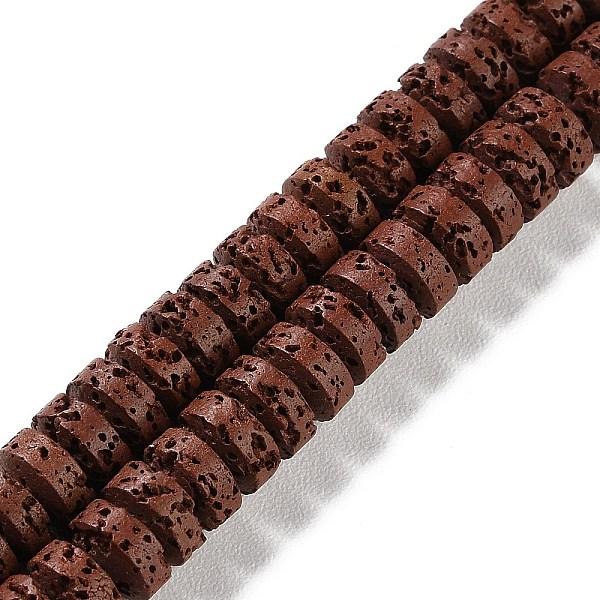 

PandaHall Synthetic Lava Rock Dyed Beads Strands, Rondelle, Coconut Brown, 8~8.5x4mm, Hole: 0.7mm, about 90pcs/strand, 14.96''(38cm) Lava...