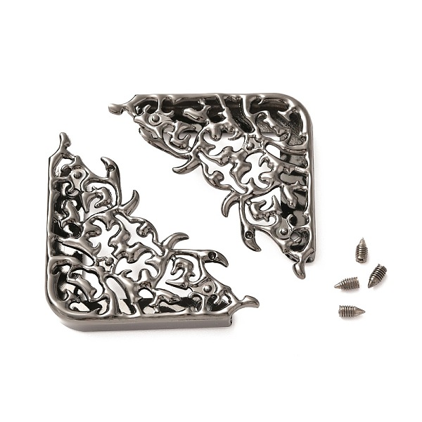 

PandaHall Zinc Alloy Bracket, Hollow Out Corner Protector, with Screw, Gunmetal, 47x47x7mm, Hole: 2.5mm Alloy