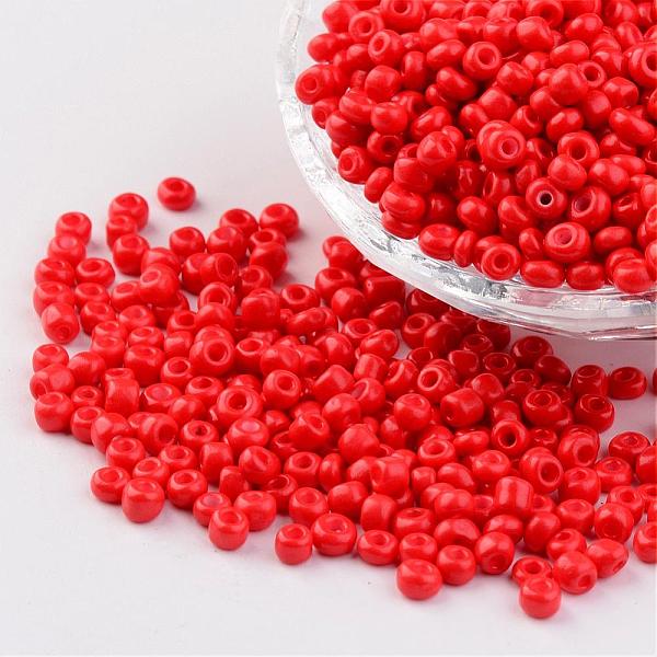 

PandaHall 6/0 Baking Paint Glass Seed Beads, Red, 4~5x3~4mm, Hole: 1~2mm, about 427pcs/50g Glass Red