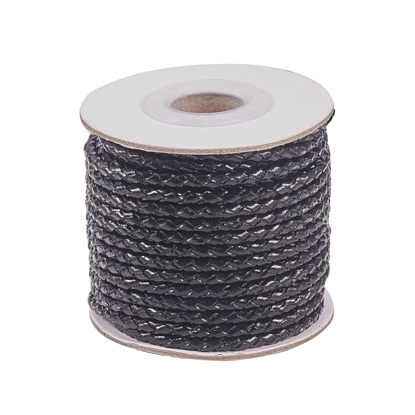 

PandaHall Round Braided Cowhide Cords, Black, 3mm, about 10.93 yards(10m)/roll Cowhide Round Black