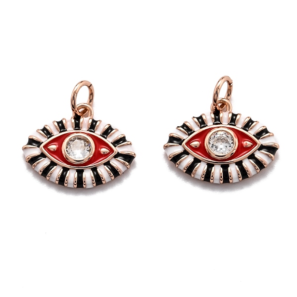 

PandaHall Brass Cubic Zirconia Pendants, Long-Lasting Plated, with Enamel, Eye, Real Rose Gold Plated, 15x12x2.5mm, Hole: 3.5mm Brass+Cubic..., Multicolor