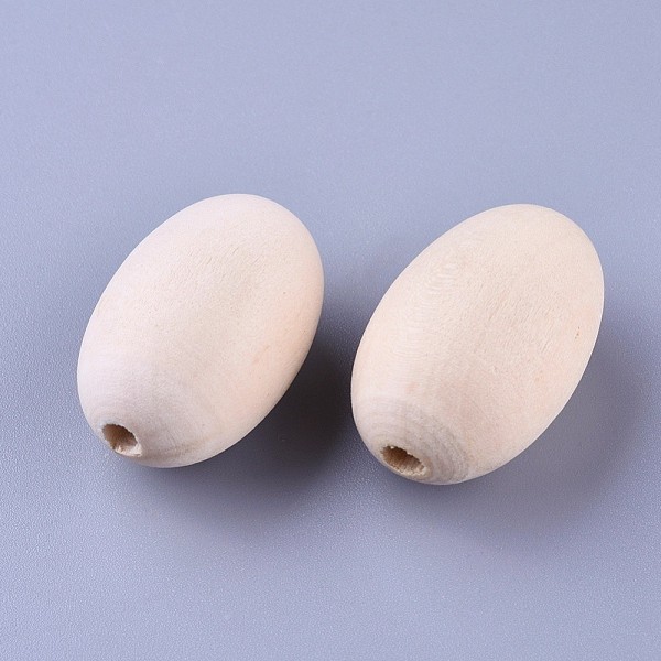 

PandaHall Unfinished Natural Wooden Beads, Egg Shaped Rugby Wood Beads, Lead Free, Large Hole Beads, Oval, Moccasin, 29x19mm, Hole: 5mm Wood..., Orange