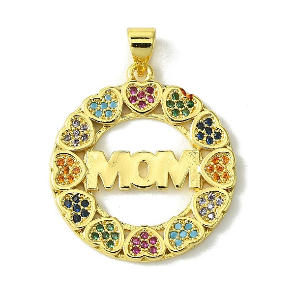 

PandaHall Mother's Day Brass Micro Pave Cubic Zirconia Pendants, Heart with Word Mom, Real 18K Gold Plated, 26x23.5x2mm, Hole: 5x3.5mm..., Multicolor
