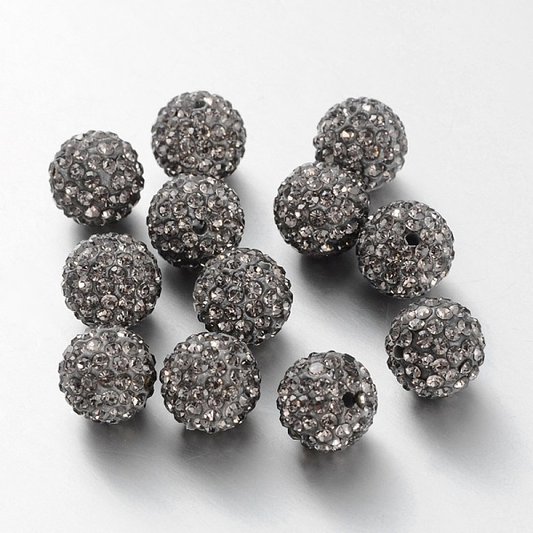 

PandaHall Pave Disco Ball Beads, Polymer Clay Rhinestone Beads, Grade A, Black Diamond, PP11(1.7~1.8mm), 8mm, Hole: 1mm Polymer Clay+Glass..., Gray