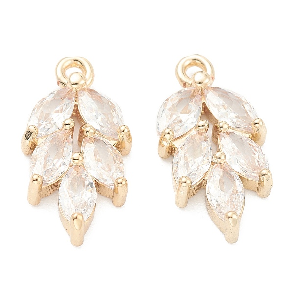 

PandaHall Brass Clear Cubic Zirconia Pendants, Leaf, Real 14K Gold Plated, 17.5x9x3mm, Hole: 1.2mm Brass+Cubic Zirconia Leaf Clear