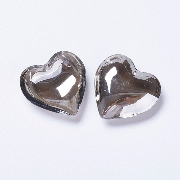 

PandaHall Glass Pendants, Heart, Black, 42x43.5x15mm, Hole: 2mm Glass Heart Black