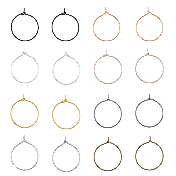 

PandaHall SUPERFINDINGS 400Pcs 8 Colors Iron Hoop Earrings, Wine Glass Charm Rings, Mixed Color, 24x20x4mm, Pin: 0.7mm, 50Pcs/color Iron
