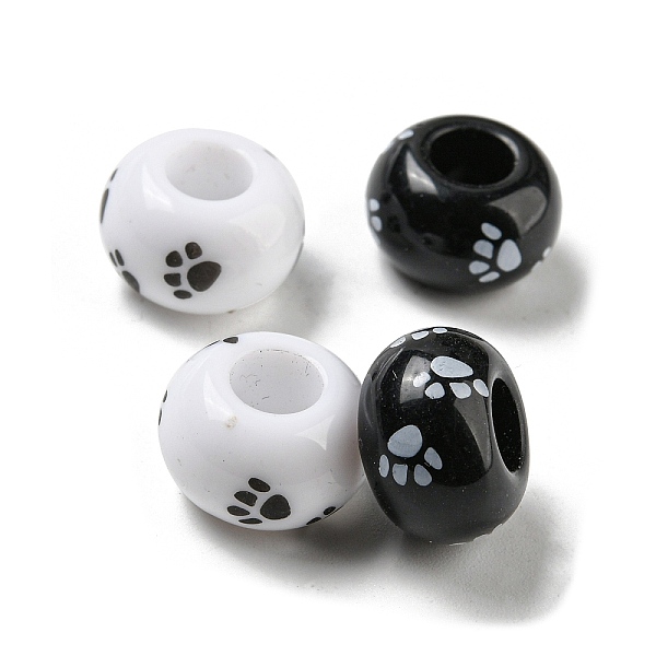 

PandaHall Printed Acrylic Beads, Rondelle, Black & White, Paw Print, 13.5x8.5mm, Hole: 5.5~5.6mm Acrylic Paw Print Multicolor