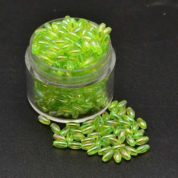 

PandaHall AB Color Plated Rice Electroplated Eco-Friendly Transparent Acrylic Beads, Green Yellow, 6x3mm, Hole: 1mm, about 1770pcs/50g...