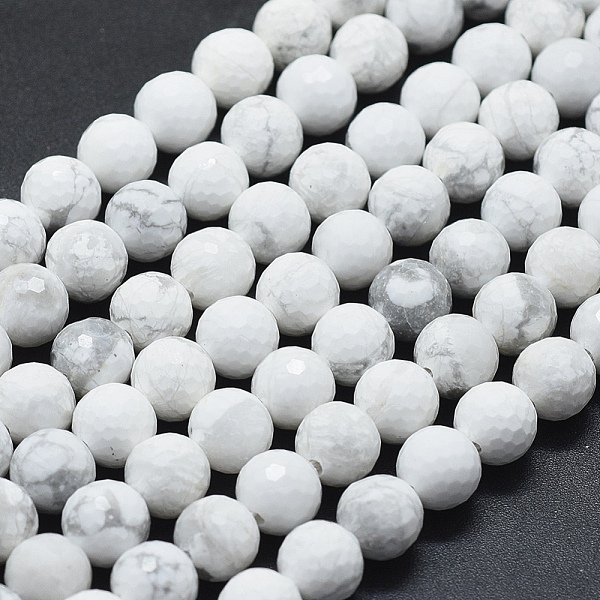 

PandaHall Natural Howlite Beads Strands, Faceted, Round, 8mm, Hole: 1mm, about 49pcs/strand, 15.55 inch(39.5cm) Howlite Round