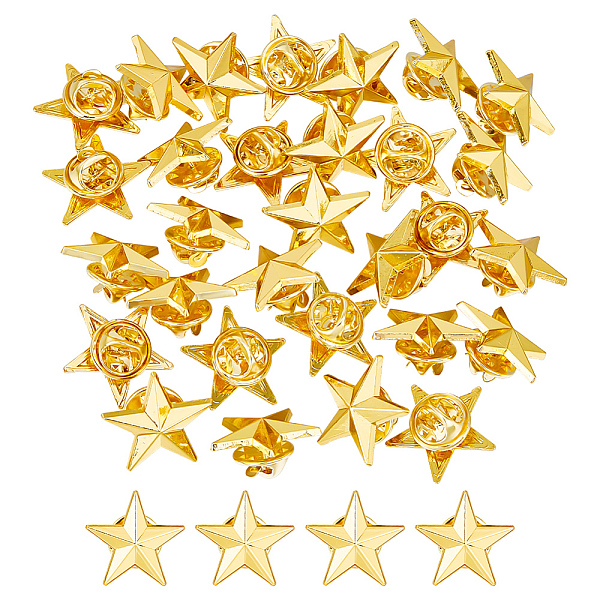 

PandaHall GOMAKERER 30Pcs Zinc Alloy Star Brooch, Men's Shirt Collar Pins, Golden, 20x20.5x4.5mm Alloy Star