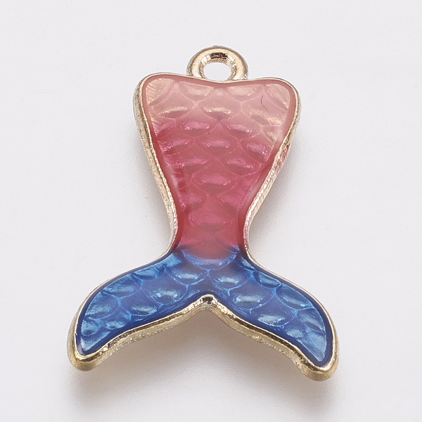 

PandaHall Zinc Alloy Enamel Pendants, Mermaid Tail Shape, Golden, Blue, 27x18.5x3mm, Hole: 1.5mm Alloy+Enamel Fish Blue