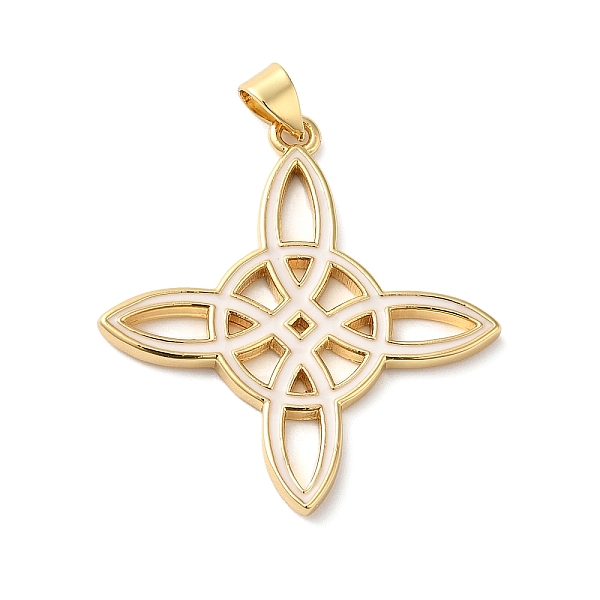 

PandaHall Rack Plating Brass Enamel Pendants, Lead Free & Cadmium Free, Real 18K Gold Plated, Long-Lasting Plated, Witch Knot Charm, White...