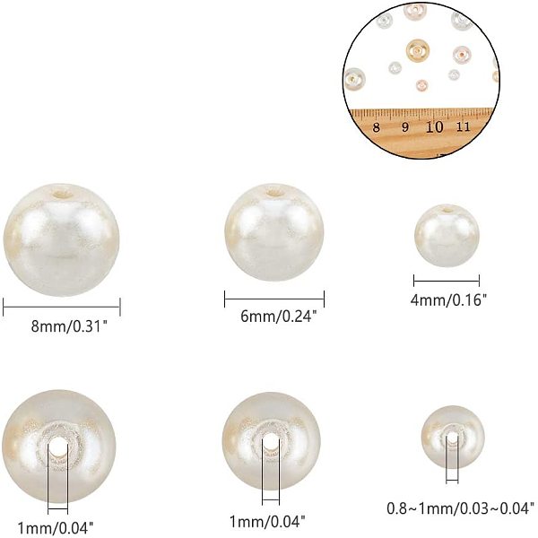 

PandaHall Glass Pearl Beads Strands, Pearlized, Round, Mixed Color, 4~9mm, Hole: 0.8~1mm, 300g/bog Glass Round Multicolor