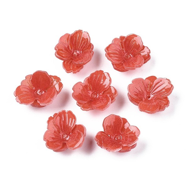

PandaHall Plastic Beads, Flower, Tomato, 14x14x7mm, Hole: 0.7mm Plastic Flower Red