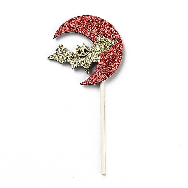 PandaHall Felt Cloth & Paper Bat Cake Insert Card Decoration, with Bamboo Stick, for Halloween Cake Decoration, Mixed Color, 114mm Paper...