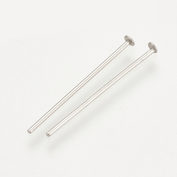 

PandaHall 304 Stainless Steel Flat Head Pins, Stainless Steel Color, 40x0.7mm, 21 Gauge, about 454pcs/50g, Head: 1.5mm 304 Stainless Steel