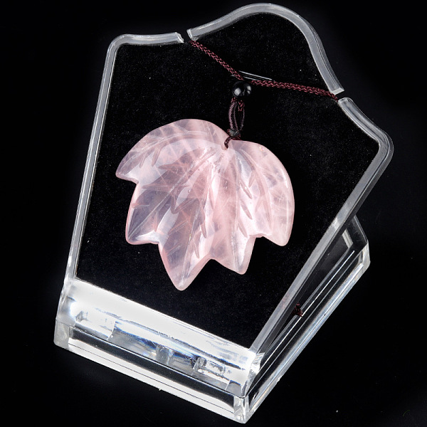 

PandaHall Natural Rose Quartz Pendants Necklaces, Leaf, 14.96 inch(38cm) Rose Quartz Leaf