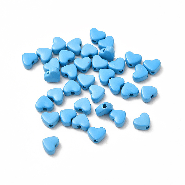 

PandaHall Heart Spray Painted Alloy Beads, Cadmium Free & Nickel Free & Lead Free, Deep Sky Blue, 5x6x3mm, Hole: 1.2mm Alloy Heart