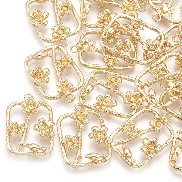 

PandaHall Brass Pendant Rhinestone Settings, Real 18K Gold Plated, Rectangle with Flower, Fit for 0.5mm Rhinestone, 24.5x17x3.5mm, Hole...