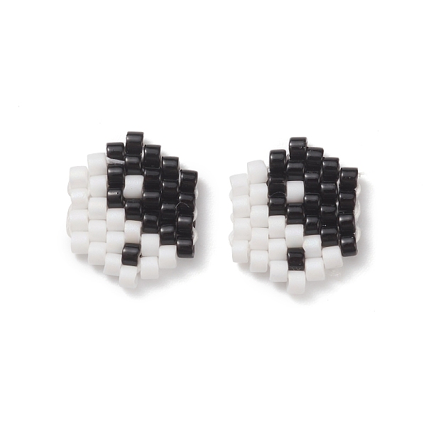 

PandaHall Handmade Japanese Seed Beads, Loom Pattern, Hexagram with Tai Ji, Black and White, 12x9.5x1.5mm Glass Hexagon Black