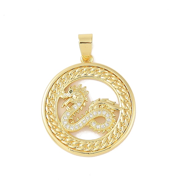 

PandaHall Brass Micro Pave Clear Cubic Zirconia Pendants, Real 18K Gold Plated, Dragon, Flat Round, 32x29x3.5mm, Hole: 6.5x4.5mm Brass+Cubic...