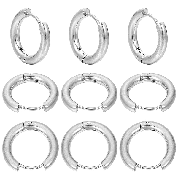 

PandaHall SUNNYCLUE 12 Pairs 202 Stainless Steel Huggie Hoop Earrings with 316 Surgical Stainless Steel Pins, Stainless Steel Color, 10...