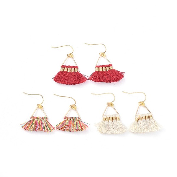 

PandaHall Polycotton(Polyester Cotton) Tassel Dangle Earrings, with Brass Earring Hooks and Spacer Beads, Golden, Mixed Color, 31~32mm, Pin..., Multicolor