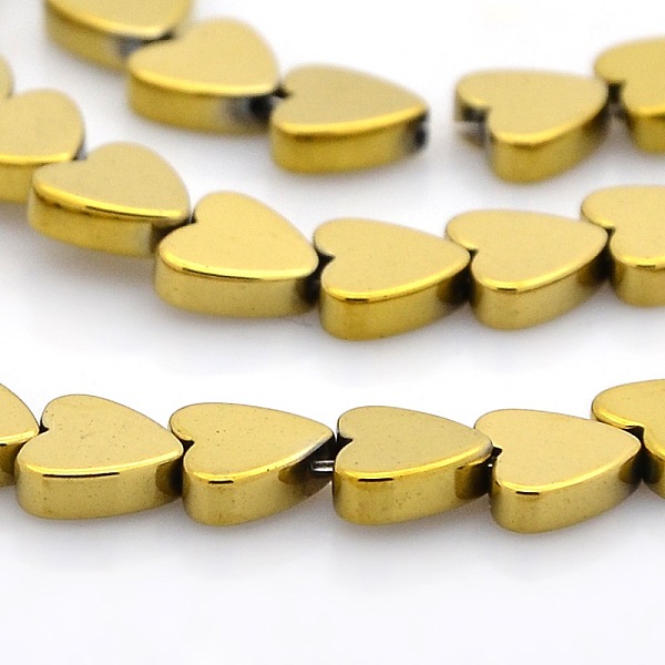 

PandaHall Non-magnetic Synthetic Hematite Heart Beads Strands, Golden Plated, 6x6mm, Hole: 1mm, about 75pcs/strand, 17.7 inch Non-magnetic...