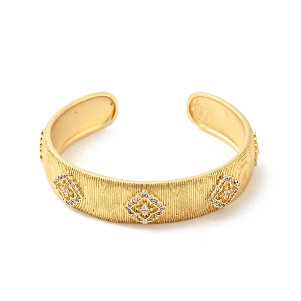 

PandaHall Clear Cubic Zirconia Rhombus Open Cuff Bangle, Brass Jewelry for Women, Cadmium Free & Nickel Free & Lead Free, Real 18K Gold...
