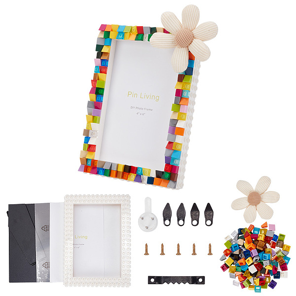 

PandaHall DELORIGIN DIY Block Photo Frame Making Kit Picture Frame Painting Craft 6.77x4.86inch Wooden Photo Frames with Stand and Clear..., Multicolor