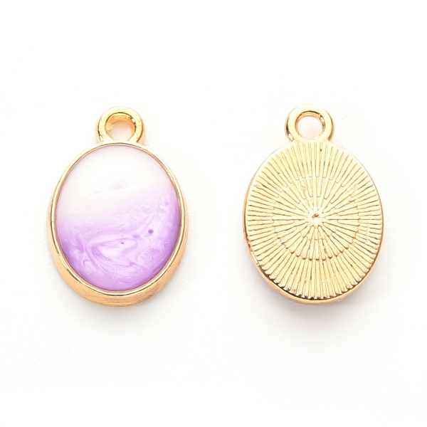 

PandaHall Alloy Enamel Charms, Oval, Light Gold, Plum, 15x10x3mm, Hole: 1.6mm Alloy+Enamel Oval Purple