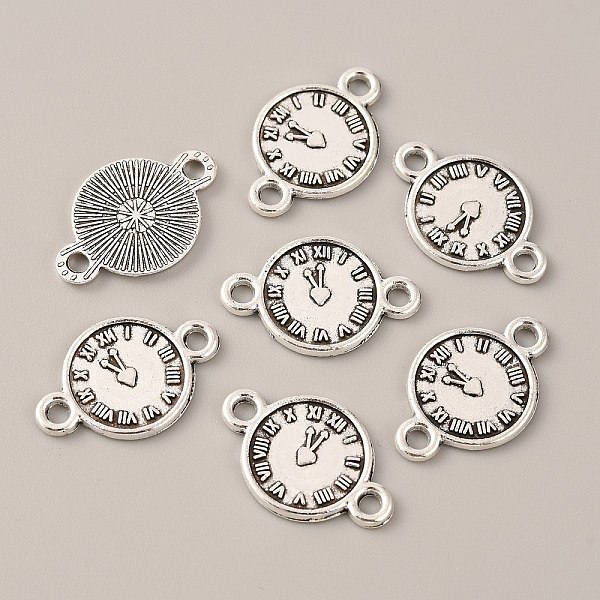 

PandaHall Tibetan Style Alloy Connector Charms, Clock Links, Flat Round, Antique Silver, 20.5x13.3x1.3mm, Hole: 2mm Alloy Clock