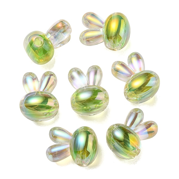 

PandaHall UV Plating Rainbow Iridescent Acrylic Beads, Two Tone Bead in Bead, Rabbit Head, Green Yellow, 20x15x13mm, Hole: 3mm Acrylic...