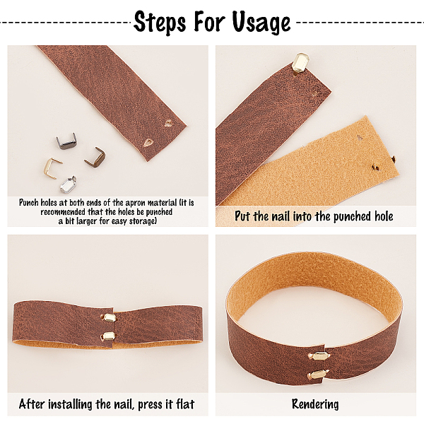 

PandaHall SUPERFINDINGS 200Pcs 4 Color Brass Belt Staples Claps 8x5mm Rectangle Metal Leather Staples Leather Button for Belt Bag...