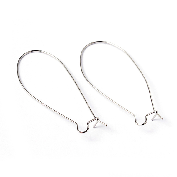 

PandaHall Brass Hoop Earrings Findings Kidney Ear Wires, Platinum Color, Lead Free, Cadmium Free and Nickel Free, 18 Gauge, 43x20x1mm Brass