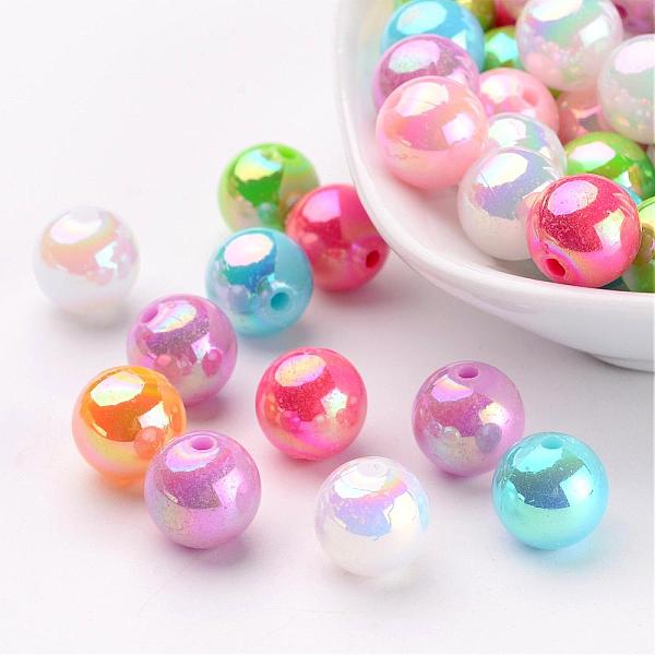 

PandaHall Eco-Friendly Poly Styrene Acrylic Beads, AB Color Plated, Round, Mixed Color, 10mm, Hole: 2mm, about 980pcs/500g Acrylic Round..., Multicolor