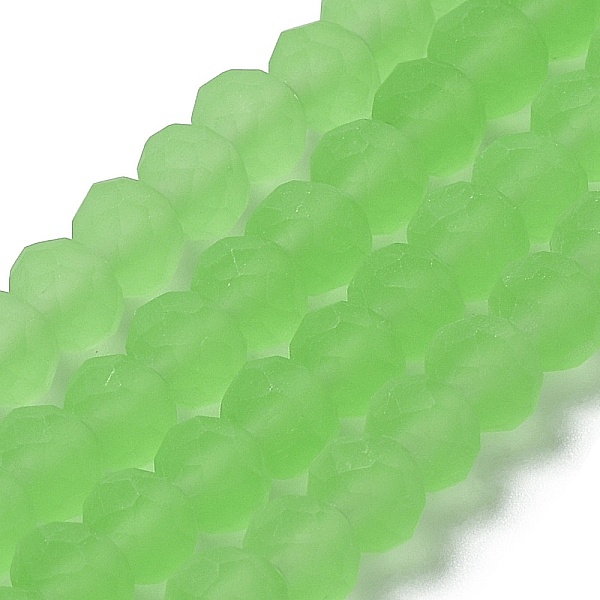 

PandaHall Transparent Glass Beads Strands, Faceted, Frosted, Rondelle, Lime, 6x4.5mm, Hole: 1.4mm, about 83~85pcs/strand, 38~39cm Glass..., Green