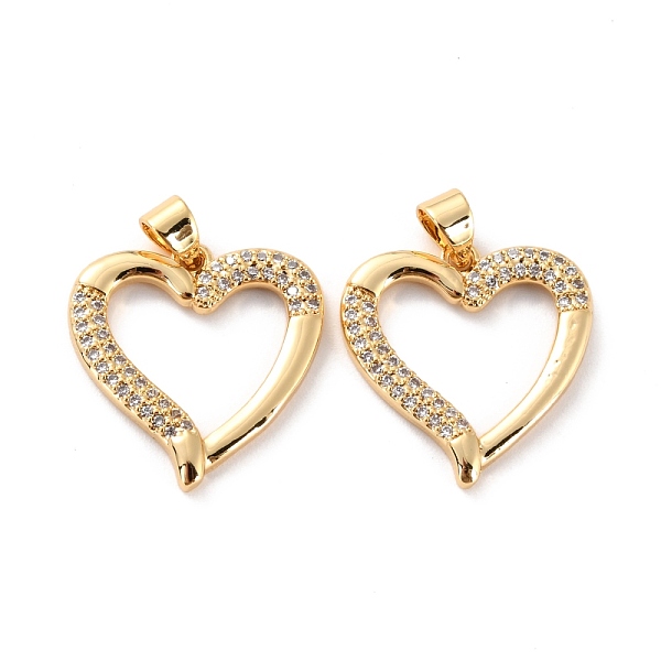 

PandaHall Brass Micro Pave Clear Cubic Zirconia Pendants, Long-Lasting Plated, Heart, Real 18K Gold Plated, 20x20x2mm, Hole: 2.8x3.5mm...