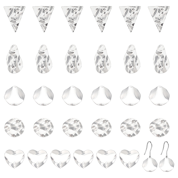 

PandaHall CHGCRAFT 50Pcs 5 Styles 304 Stainless Steel Flat Pendants Round Disc Charms Hearts Triangle Textured Pendants with Loops for...