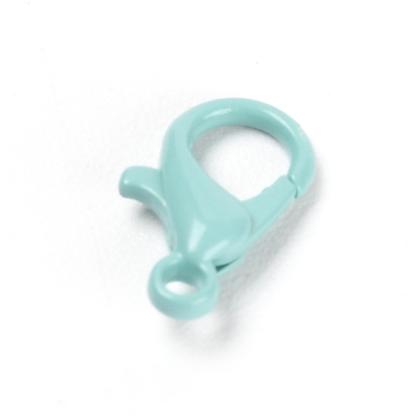 

PandaHall Baking Painted Alloy Lobster Claw Clasps, Pale Turquoise, 12x6.5x3.5mm, Hole: 1.4mm, about 20pcs/bag Alloy Others
