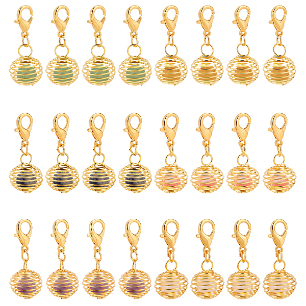 

PandaHall Natural & Synthetic Stone Pendant Decoration, 34mm, 24pcs/box Mixed Stone Round