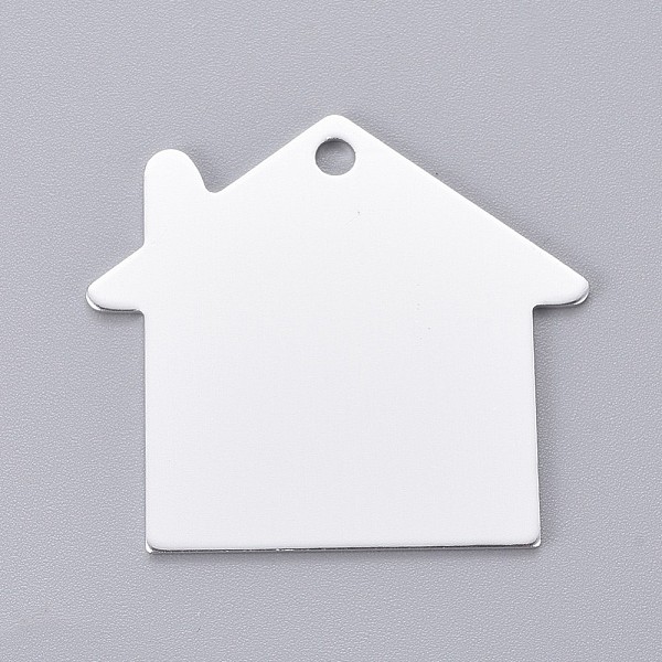 PandaHall Pet Aluminium Pendants, Stamping Blank Tag, House, Silver, 35x38x1mm, Hole: 3mm Aluminum Building Silver