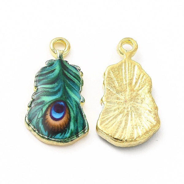 

PandaHall Rack Plating Alloy Pendants, Printed, Lead Free & Cadmium Free & Nickel Free, Leaf Charm, Light Gold, Teal, 19x10.5x2.5mm, Hole..., Cyan