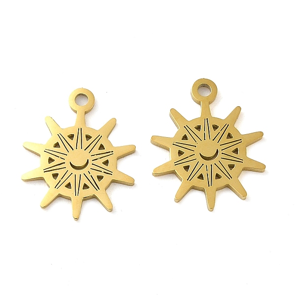 

PandaHall Ion Plating(IP) 304 Stainless Steel Charms, Laser Cut, Sun Charm, Golden, 15x12x1mm, Hole: 1.4mm 304 Stainless Steel Sun