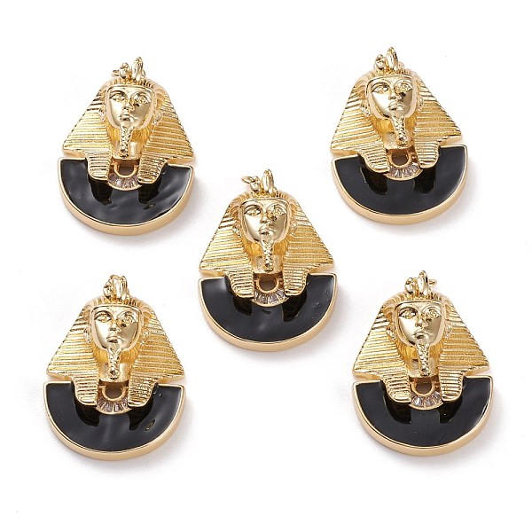 

PandaHall Brass Micro Pave Clear Cubic Zirconia Pendants, with Black Enamel & Jump Rings, Sphinx Shape, Real 18K Gold Plated, 31.5x23x10mm...