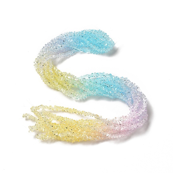 

PandaHall Transparent Glass Bead Strands, Segmented Multi-color Beads, Triangle, Pale Turquoise, 4.5x4x3.5mm, Hole: 1mm, about...