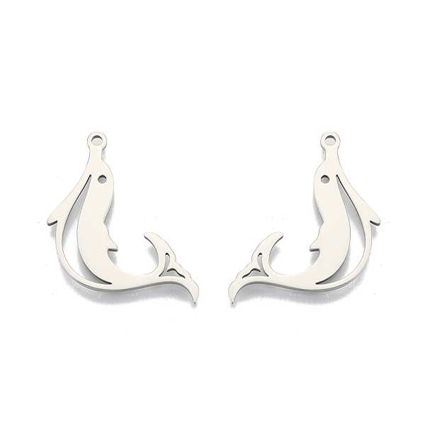 

PandaHall 201 Stainless Steel Pendants, Dolphin, Stainless Steel Color, 26.5x16.5x1.5mm, Hole: 1.6mm 201 Stainless Steel Dolphin